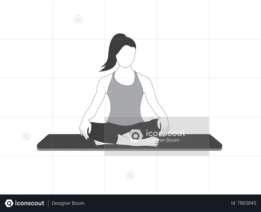 Yoga girl sitting on yoga mat  Illustration