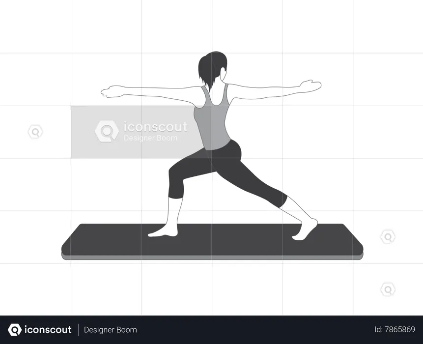 Yoga girl standing in Warrior pose  Illustration