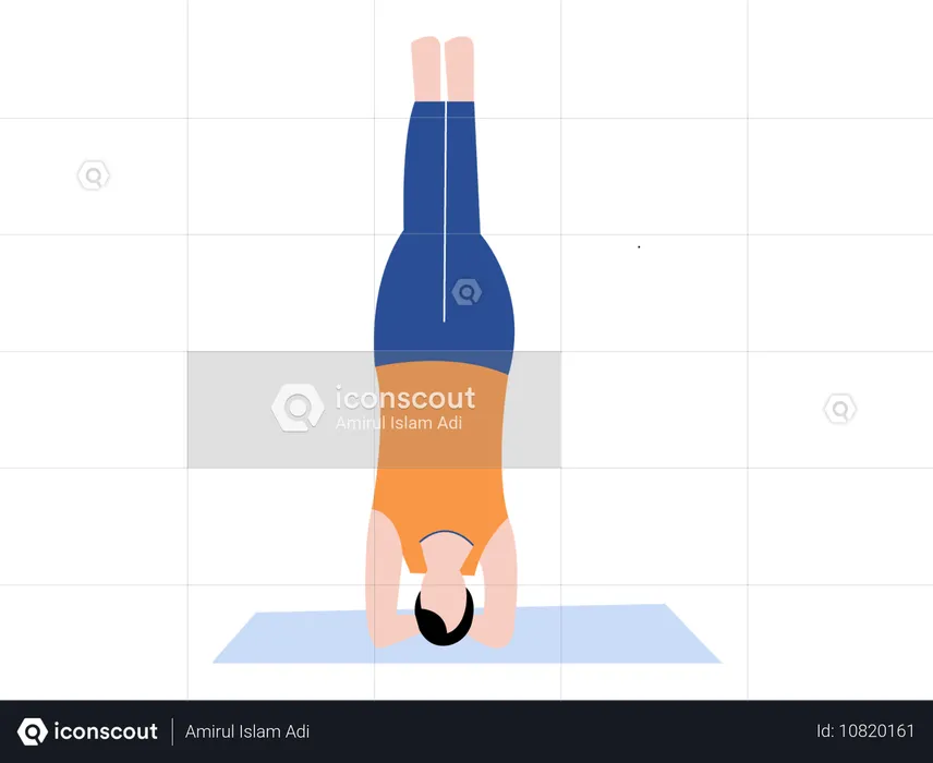 Yoga-Mädchen macht Handstand-Pose  Illustration