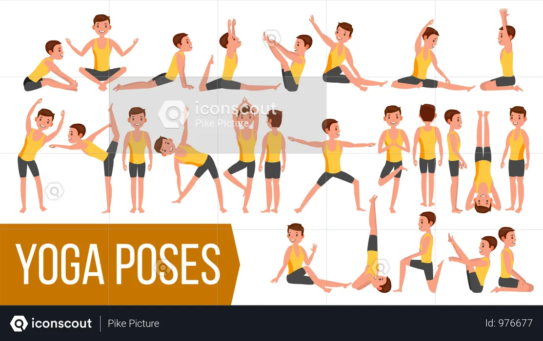 Yoga-Mann-Posen  Illustration