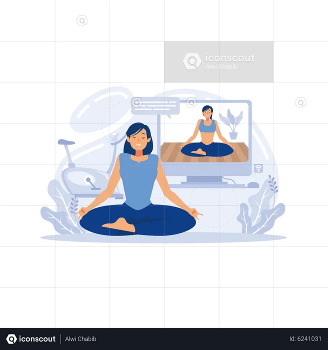 Yoga studios streaming online classes  Illustration