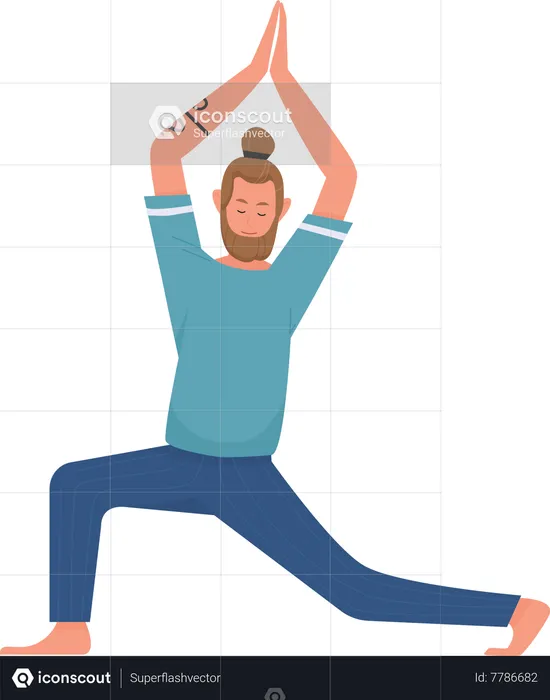 Yoga teacher doing triangle pose  Illustration