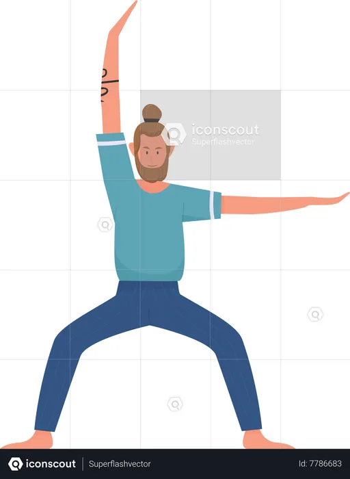 Yoga teacher doing yoga exercise  Illustration