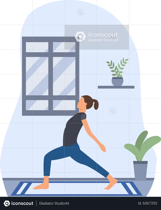 Yoga Trainer Doing Yoga In Home  Illustration