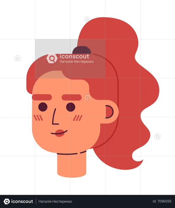 Young adult hispanic woman with ginger wavy ponytail  Illustration