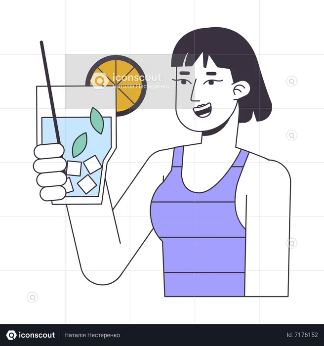 Young adult woman holding cocktail  Illustration