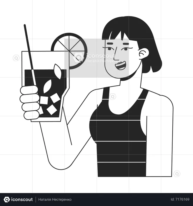 Young adult woman holding cocktail  Illustration