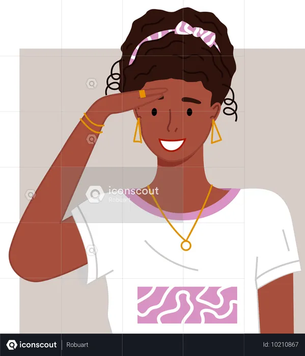 Young african woman looking for something  Illustration