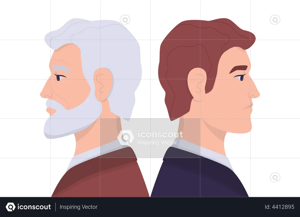Young and old man  Illustration