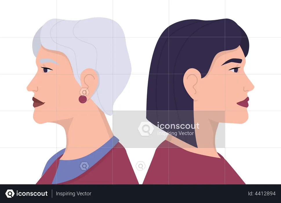 Young and old woman  Illustration