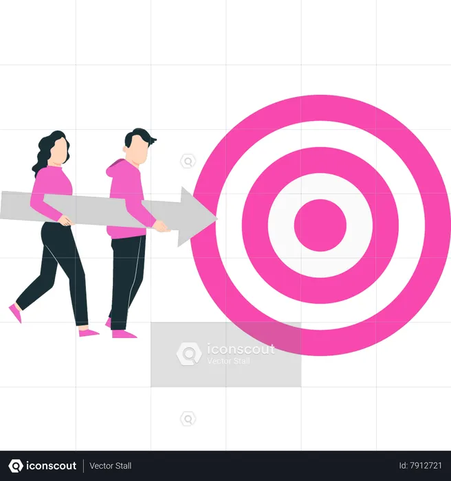 Young boy and girl throwing darts at board  Illustration