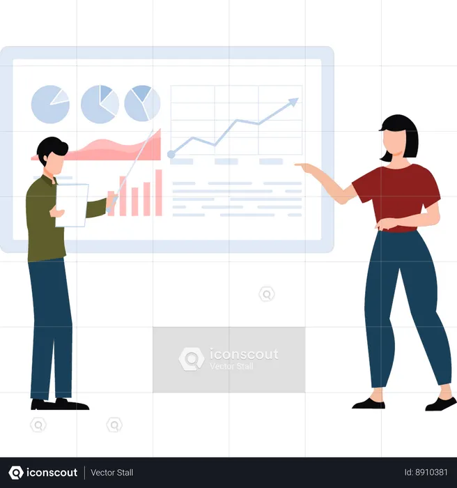 Young boy and woman Discussing About Business  Illustration