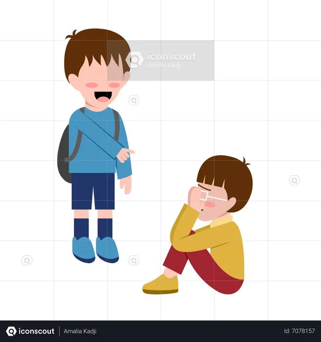 Young Boy Bullying Another Boy  Illustration