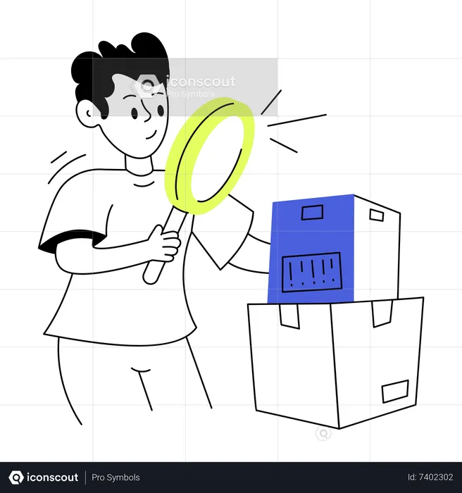 Young boy checking parcels  Illustration