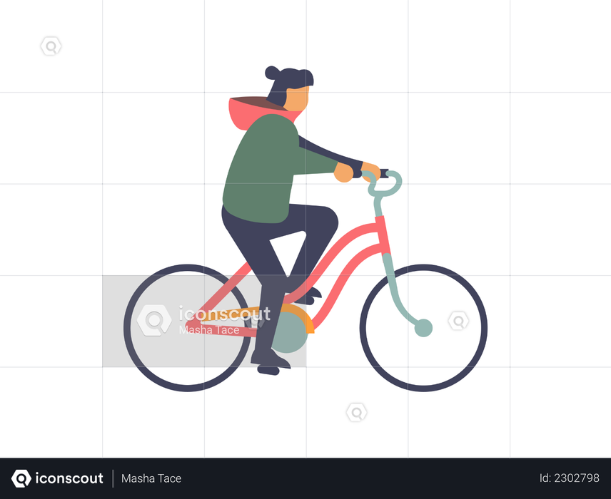 Young boy cycling Illustration