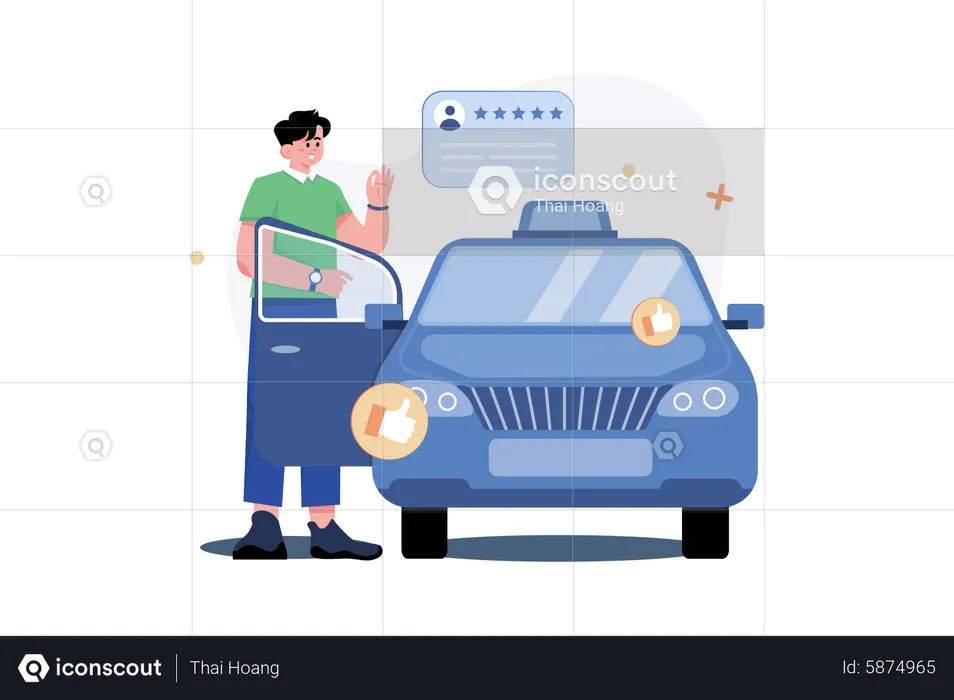 Young Boy Giving Feedback On Car Service  Illustration