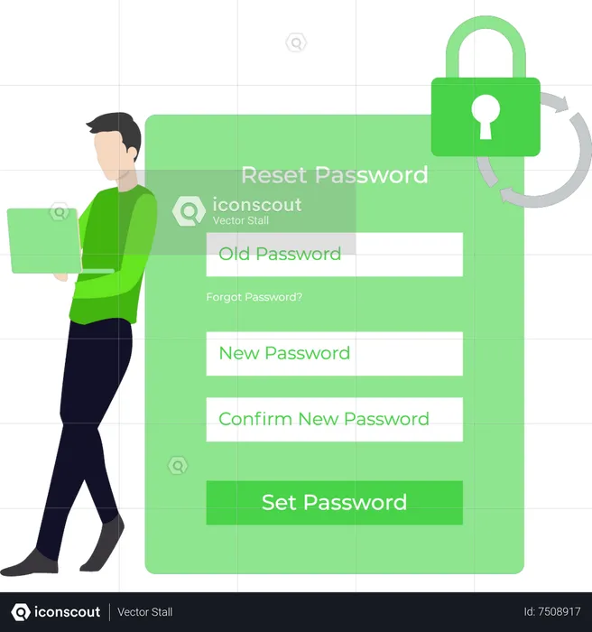 Young boy has reset account password  Illustration