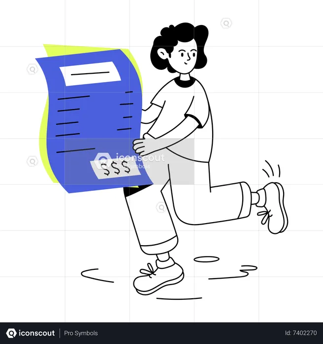 Young boy holding a bill receipt  Illustration
