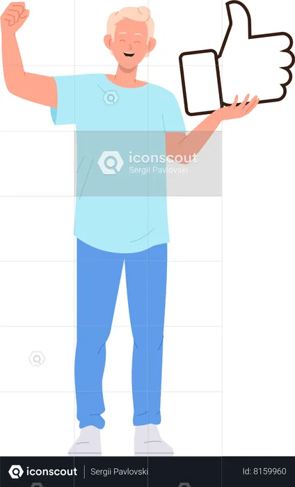Young boy holding thumbs up  Illustration