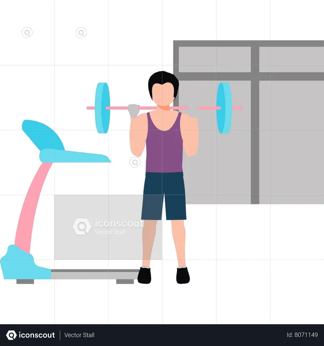 Young boy is doing weightlifting  Illustration