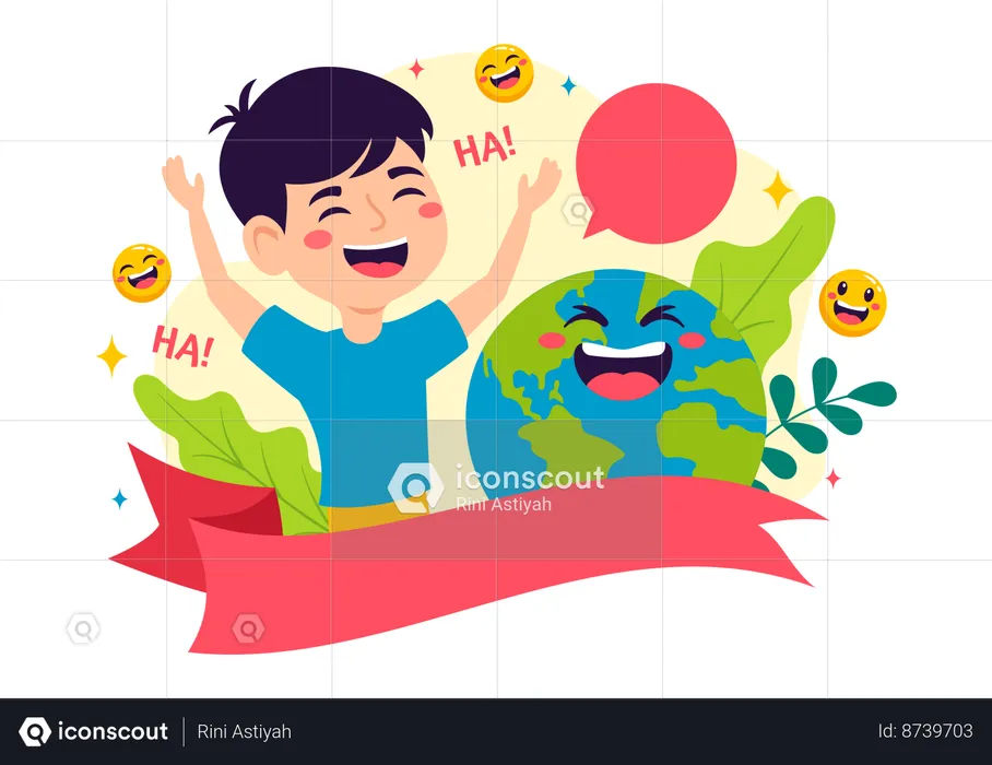 Young boy laughing  Illustration