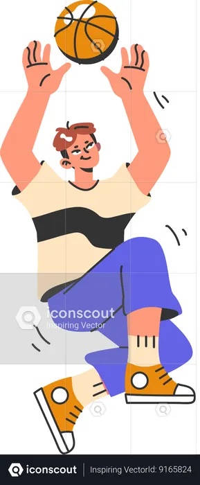 Young boy playing basket ball  Illustration