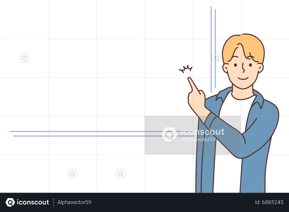 Young boy pointing finger  Illustration