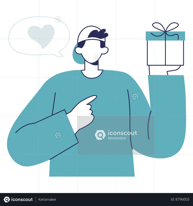 Young boy pointing valentine gift  Illustration