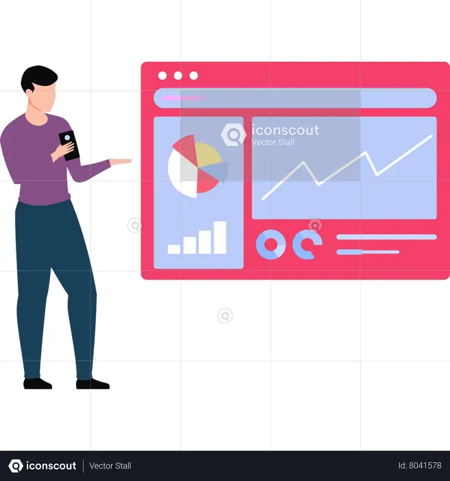 Young boy presenting business graph  Illustration
