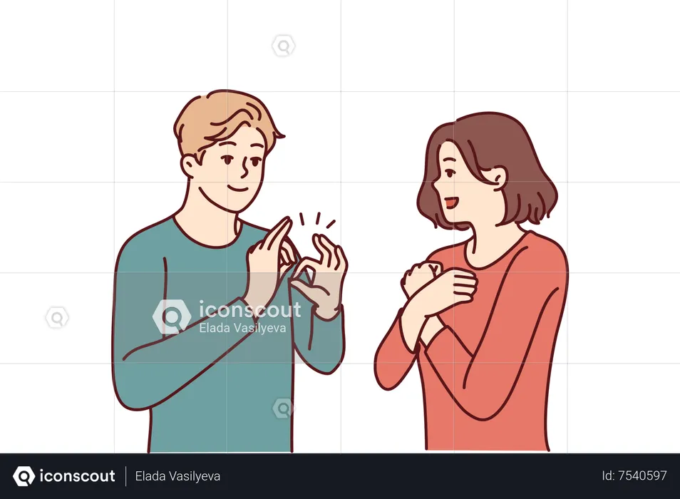 Young boy showing nice gesture to girl  Illustration