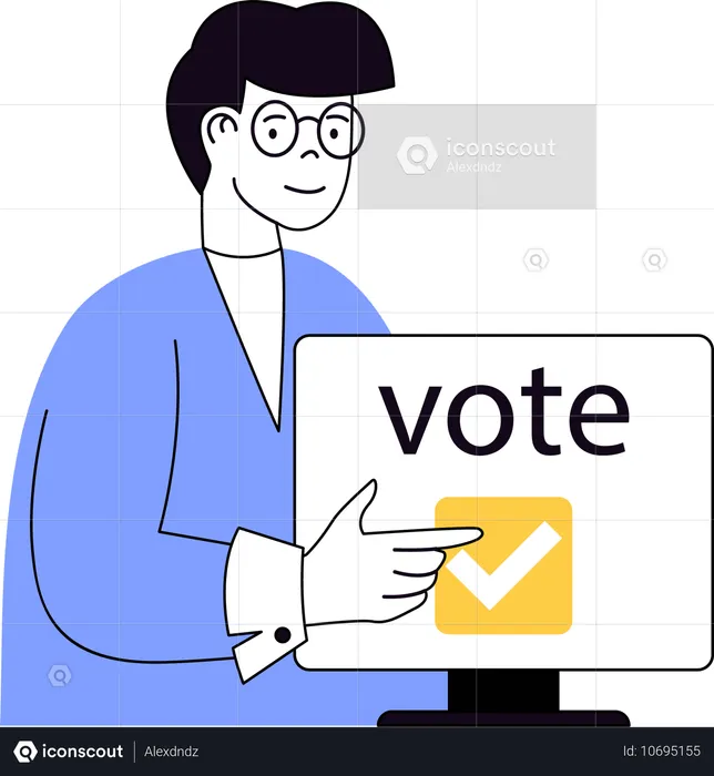 Young boy showing vote done  Illustration