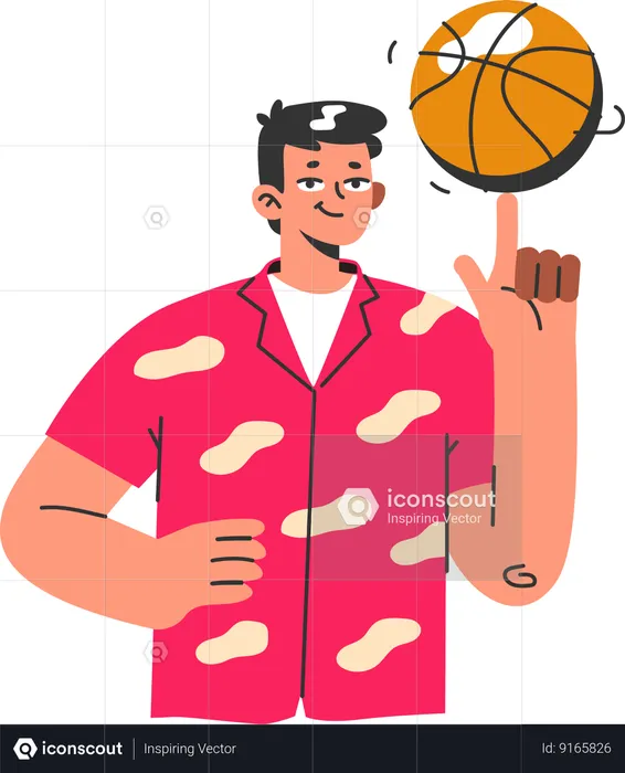 Young boy spinning basketball  Illustration