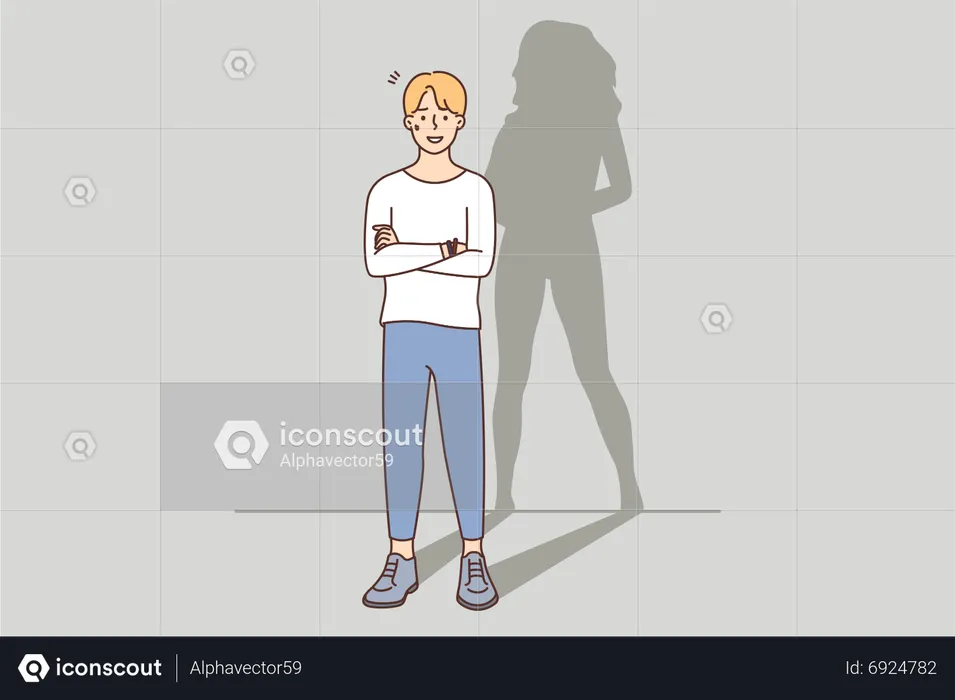 Young boy standing confidently  Illustration