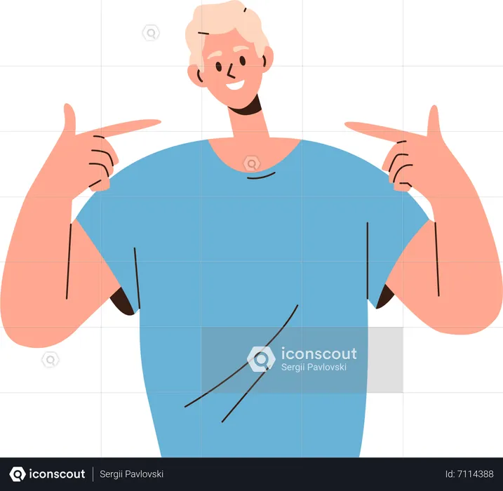 Young boy student pointing at himself  Illustration