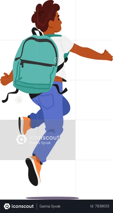 Young Boy Student with Backpack  Illustration