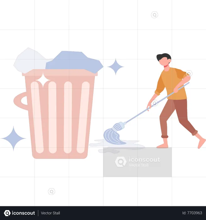 Young Boy Sweeping Floor Illustration - Free Download Miscellaneous ...