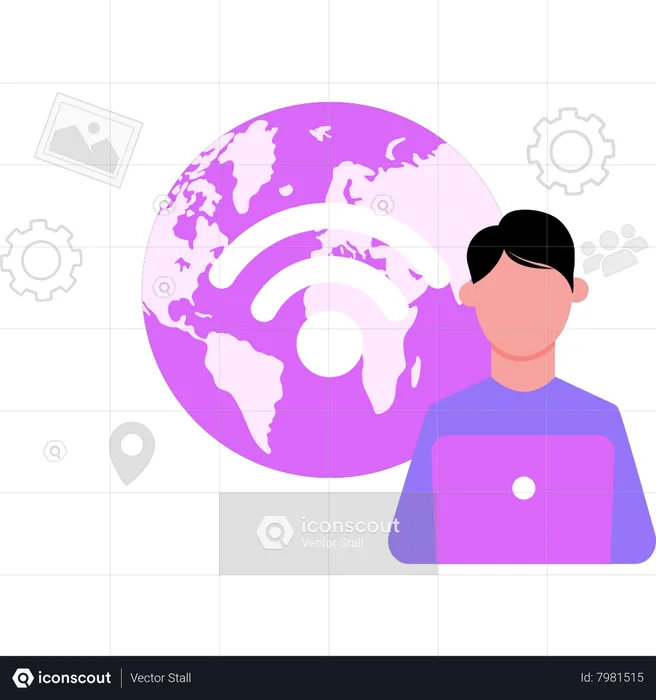 Young boy using Wi-Fi  Illustration