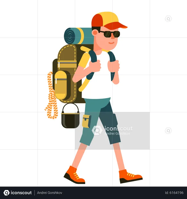 Young Boy With Backpack  Illustration
