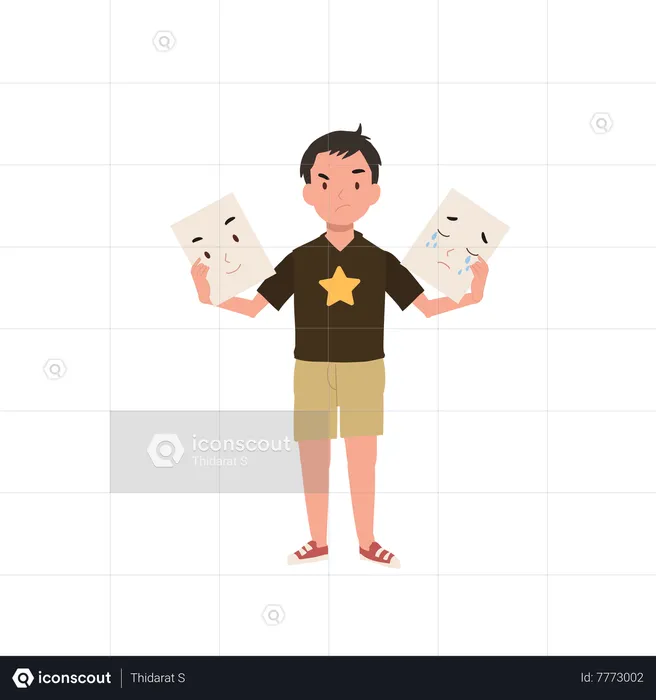 Young Boy with Bipolar Disorder  Illustration