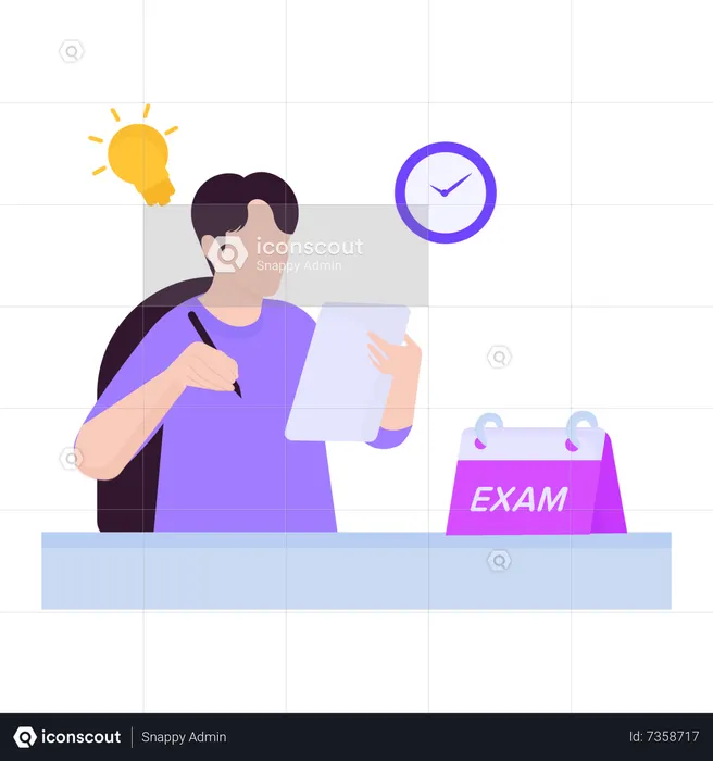 Young boy write Exam paper  Illustration