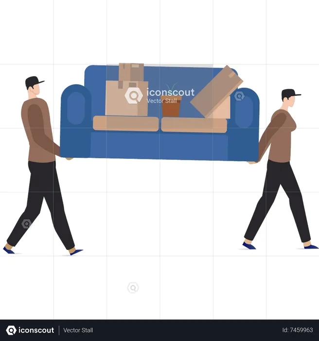 Young boys moving house stuff  Illustration