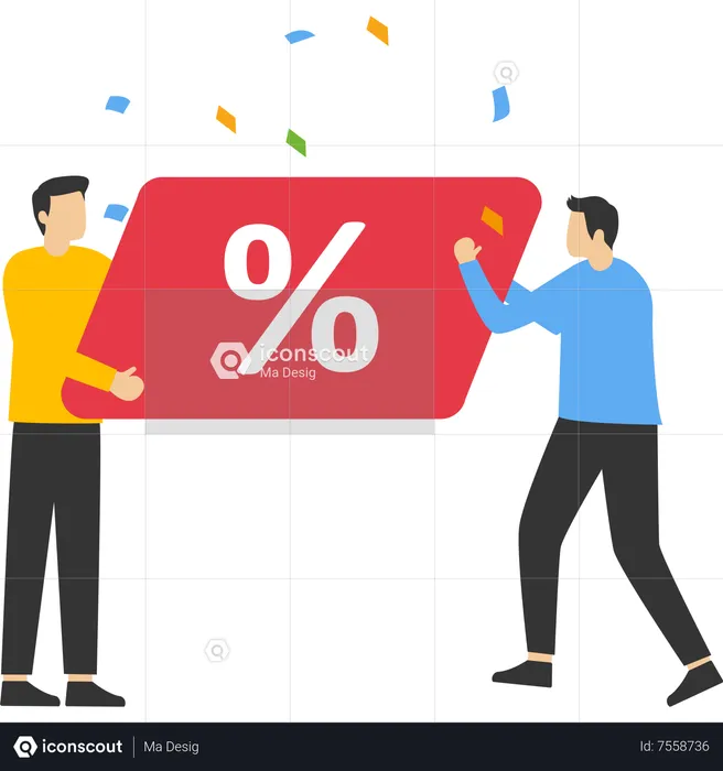Young boys take a discount card  Illustration