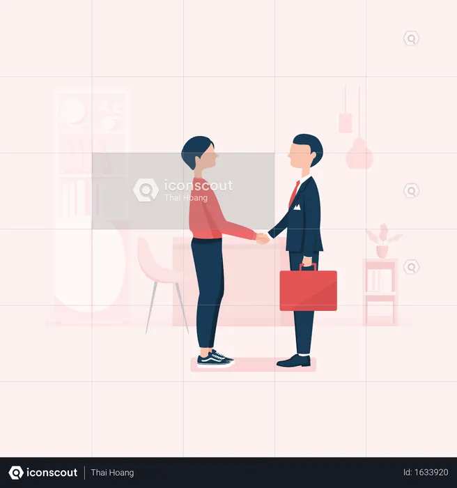 Young business person dealing with client  Illustration