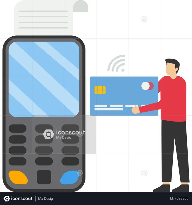 Young businessman doing online payment  Illustration