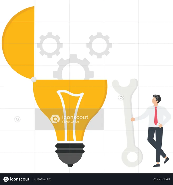 Young businessman fixing business ideas  Illustration