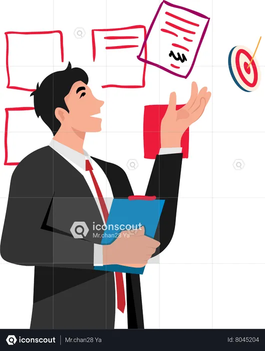 Young businessman He successfully negotiates with partners  Illustration