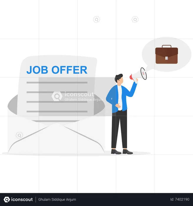 Young Businessman Offer New Job To Candidate On Email  Illustration
