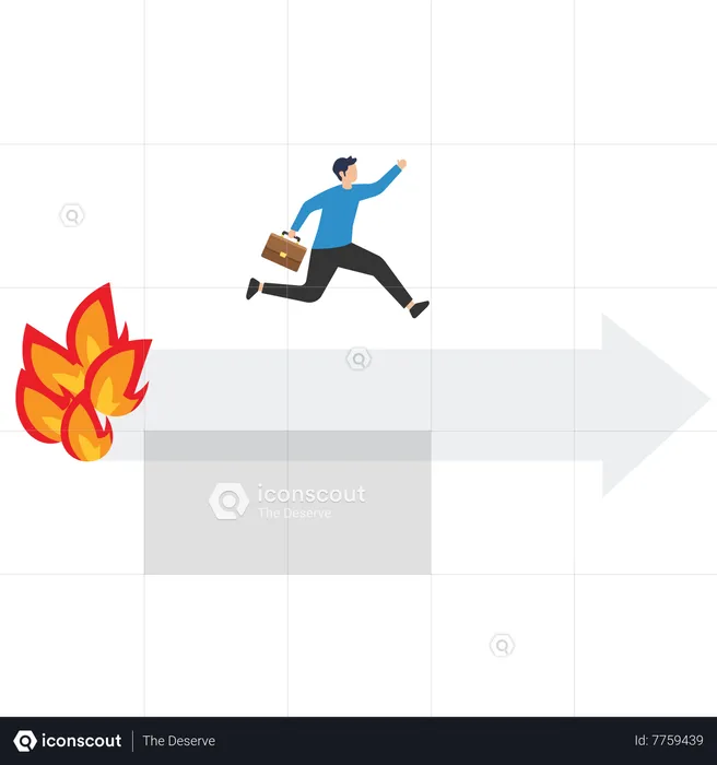 Young businessman ran away from a burning arrow  Illustration
