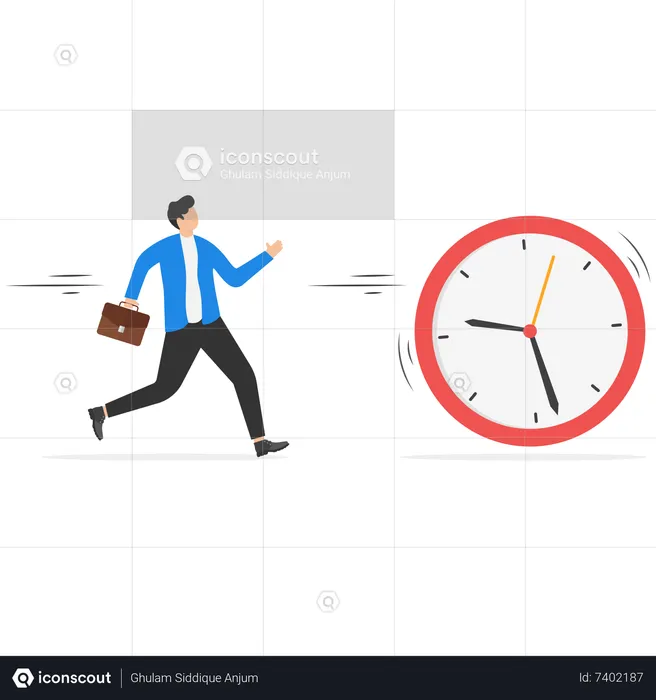 Young Businessman Running To Complete Work On Time  Illustration