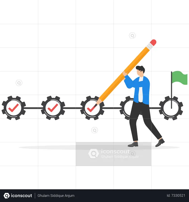 Young businessman tracking project progress  Illustration